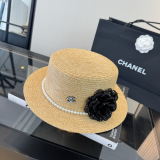 Chanel Women's Fashion Pearl Flower Grass Hat Versatile Sunshade Hat 57 CM