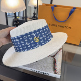 Louis Vuitton Fashion Logo Flat Top Hat Versatile Sunshade Hat 57 CM