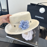 Chanel Women's Fashion Knitted Hollow Top Hat Versatile Sunshade Hat 57 CM