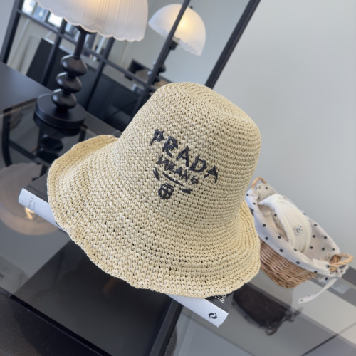 Prada Classic Logo Folding Straw Hat Versatile Sunshade Cap 57CM