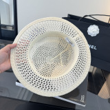 Chanel Women's Fashion Knitted Hollow Top Hat Versatile Sunshade Hat 57 CM