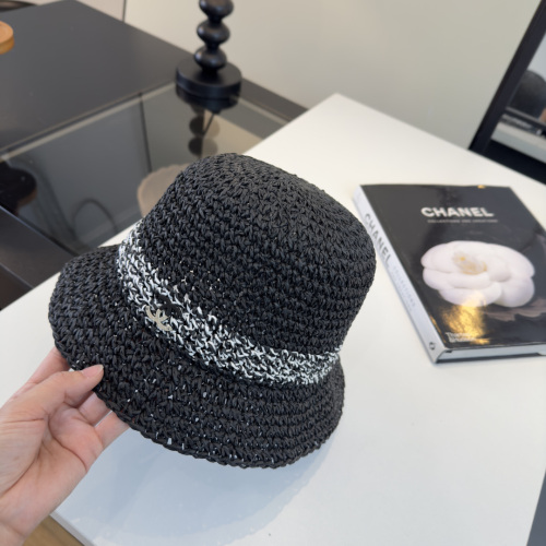 Chanel New Fashion Splicing Straw Hat Versatile Sunshade Hat