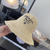Prada Classic Logo Folding Straw Hat Versatile Sunshade Cap 57CM
