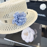 Chanel Women's Fashion Knitted Hollow Top Hat Versatile Sunshade Hat 57 CM