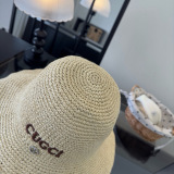 Gucci Fashion Embroidered Logo Folding Straw Hat Versatile Sunshade Hat 57CM