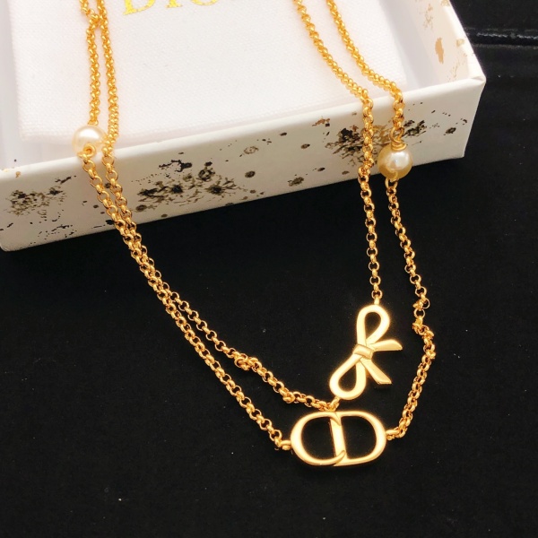 Dior Fashion Versatile Double layered Bow Necklace