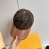Fendi Fashion FF Jacquard Spliced Leather Duck Tongue Hat Couple Versatile Baseball Hat 56CM