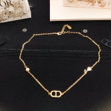 Dior Classic Fashion Versatile CD Pearl Rose Necklace