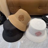 Chrome Hearts Fashion Leather Cross Beach Straw Hat Casual Versatile Sunshade Hat