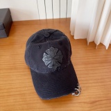 Chrome Hearts Retro Leather Cross Baseball Hat Couple Casual Versatile Duck Tongue Hat