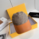 Fendi Fashion FF Jacquard Spliced Leather Duck Tongue Hat Couple Versatile Baseball Hat 56CM