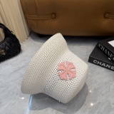 Chrome Hearts Fashion Leather Cross Beach Straw Hat Casual Versatile Sunshade Hat