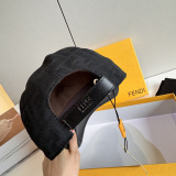 Fendi Fashion FF Jacquard Spliced Leather Duck Tongue Hat Couple Versatile Baseball Hat 56CM