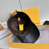 Fendi Fashion FF Jacquard Spliced Leather Duck Tongue Hat Couple Versatile Baseball Hat 56CM