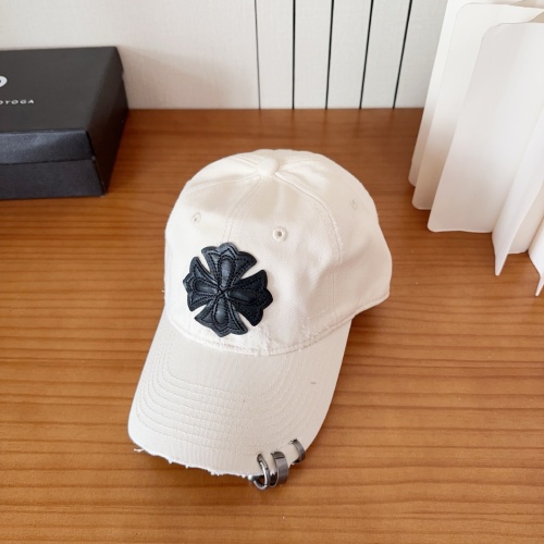 Chrome Hearts Retro Leather Cross Baseball Hat Couple Casual Versatile Duck Tongue Hat
