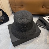 Chrome Hearts Fashion Leather Cross Beach Straw Hat Casual Versatile Sunshade Hat
