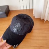 Chrome Hearts Retro Leather Cross Baseball Hat Couple Casual Versatile Duck Tongue Hat
