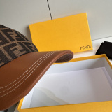 Fendi Fashion FF Jacquard Spliced Leather Duck Tongue Hat Couple Versatile Baseball Hat 56CM