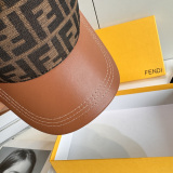 Fendi Fashion FF Jacquard Spliced Leather Duck Tongue Hat Couple Versatile Baseball Hat 56CM