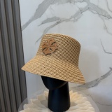 Chrome Hearts Fashion Leather Cross Beach Straw Hat Casual Versatile Sunshade Hat
