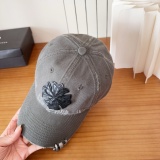 Chrome Hearts Retro Leather Cross Baseball Hat Couple Casual Versatile Duck Tongue Hat