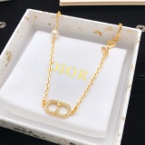 Dior Classic Fashion Versatile CD Pearl Rose Necklace