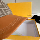 Fendi Fashion FF Jacquard Spliced Leather Duck Tongue Hat Couple Versatile Baseball Hat 56CM