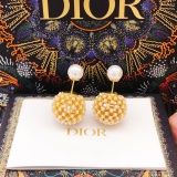 Dior Fashion Versatile Round Tennis Ball Size Pearl Hollow Earrings