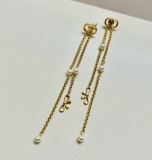 Dior Fashion Versatile Bow Pearl Tassel Earrings