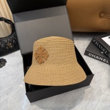 Chrome Hearts Fashion Leather Cross Beach Straw Hat Casual Versatile Sunshade Hat