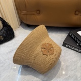Chrome Hearts Fashion Leather Cross Beach Straw Hat Casual Versatile Sunshade Hat