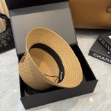 Chrome Hearts Fashion Leather Cross Beach Straw Hat Casual Versatile Sunshade Hat
