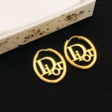 Dior Fashion Versatile Logo Letter Oval Earrings