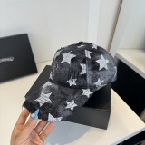 Chrome Hearts Retro Star Printed Distressed Baseball Hat Couple Casual Duck Tongue Hat