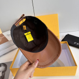 Fendi Fashion FF Jacquard Spliced Leather Duck Tongue Hat Couple Versatile Baseball Hat 56CM