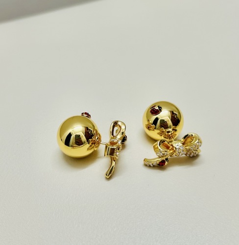 Dior New Fashion Versatile Diamond Set Bow Earrings