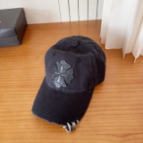 Chrome Hearts Retro Leather Cross Baseball Hat Couple Casual Versatile Duck Tongue Hat