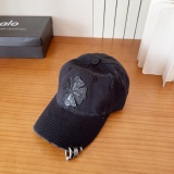 Chrome Hearts Retro Leather Cross Baseball Hat Couple Casual Versatile Duck Tongue Hat