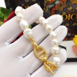 Dior Classic Fashion Diamond Set CD Pearl Bracelet