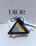 Dior Classic Fashion Versatile Leather Triangle Pendant Keychain