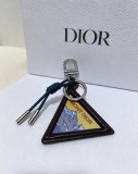 Dior Classic Fashion Versatile Leather Triangle Pendant Keychain