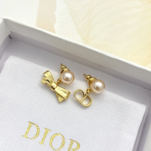 Dior New Fashion Versatile Bow CD Pearl Earrings