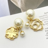 Dior New Fashion Versatile Asymmetric Hollow Full Diamond CD Earrings