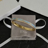Dior Classic Fashion Diamond Set Blue Enamel Bracelet