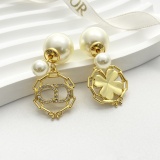 Dior New Fashion Versatile Asymmetric Hollow Full Diamond CD Earrings
