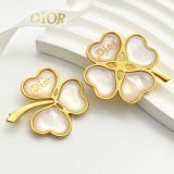 Dior New Fashion Versatile Asymmetric Beimu Clover Two Piece Set Brooch