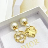 Dior New Fashion Versatile Asymmetric Hollow Full Diamond CD Earrings