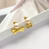 Dior New Fashion Versatile Bow CD Pearl Earrings