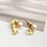 Dior New Fashion Versatile Bow CD Pearl Earrings
