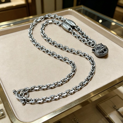 Gucci 2026 Couple Fashion Retro Tiger Head Pendant Necklace 60CM